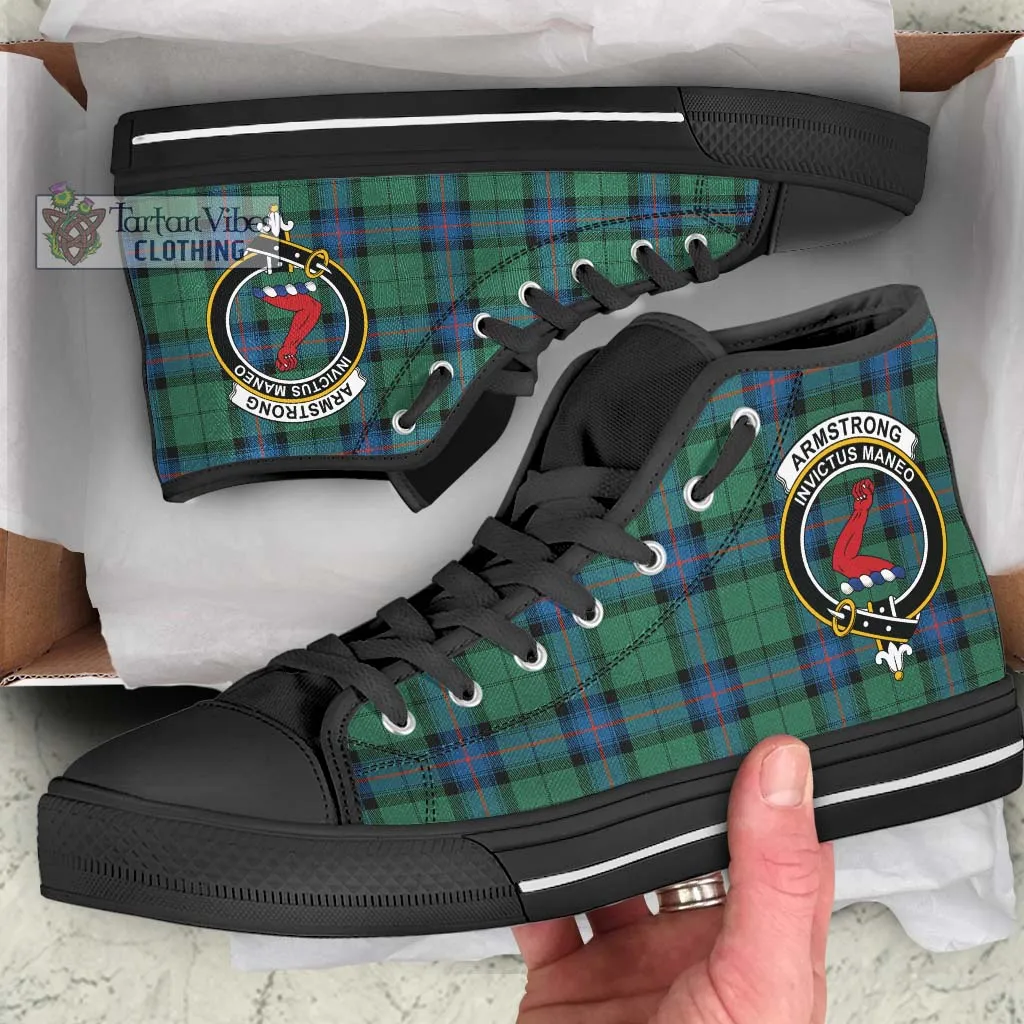 Armstrong Ancient Tartan High Top Shoes with Family Crest