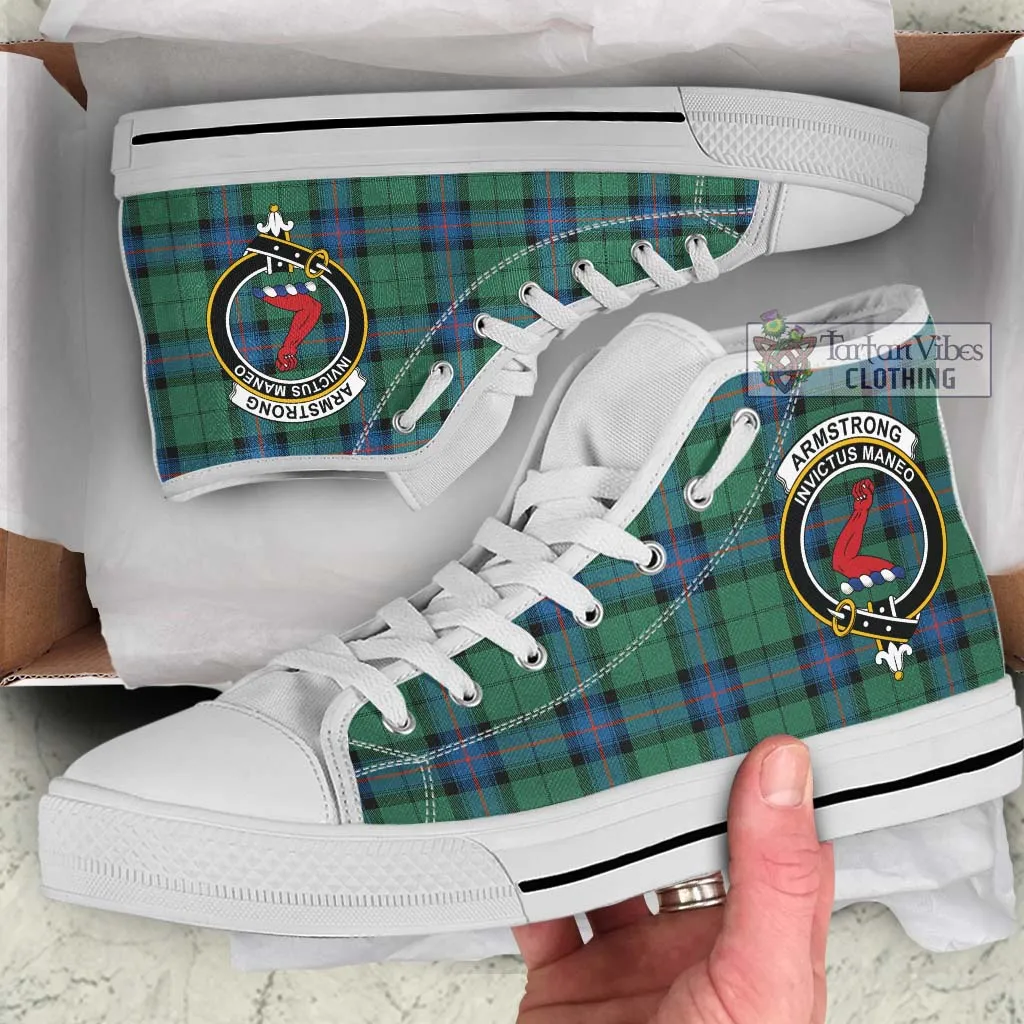 Armstrong Ancient Tartan High Top Shoes with Family Crest