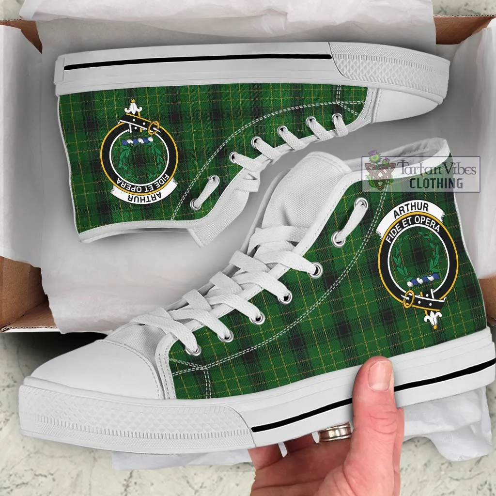 Arthur Highland Tartan High Top Shoes with Family Crest