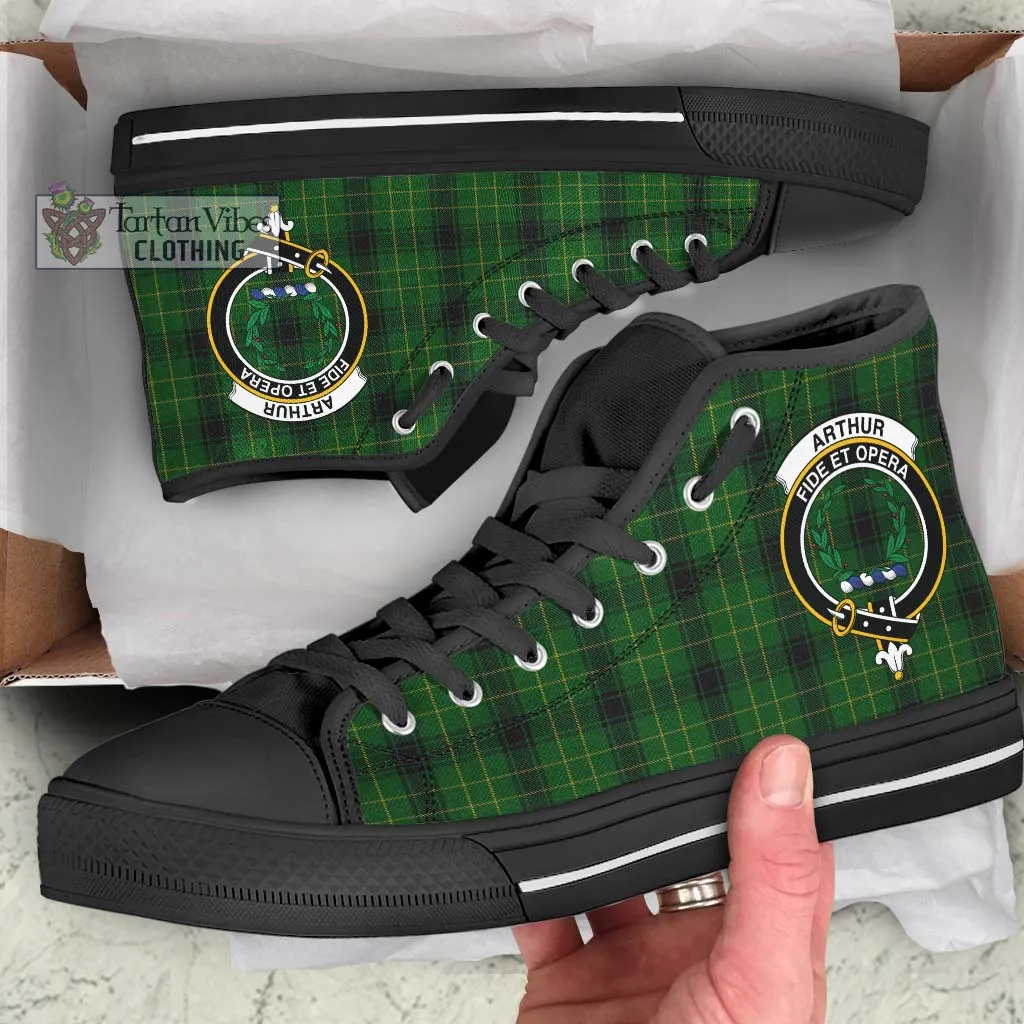 Arthur Highland Tartan High Top Shoes with Family Crest