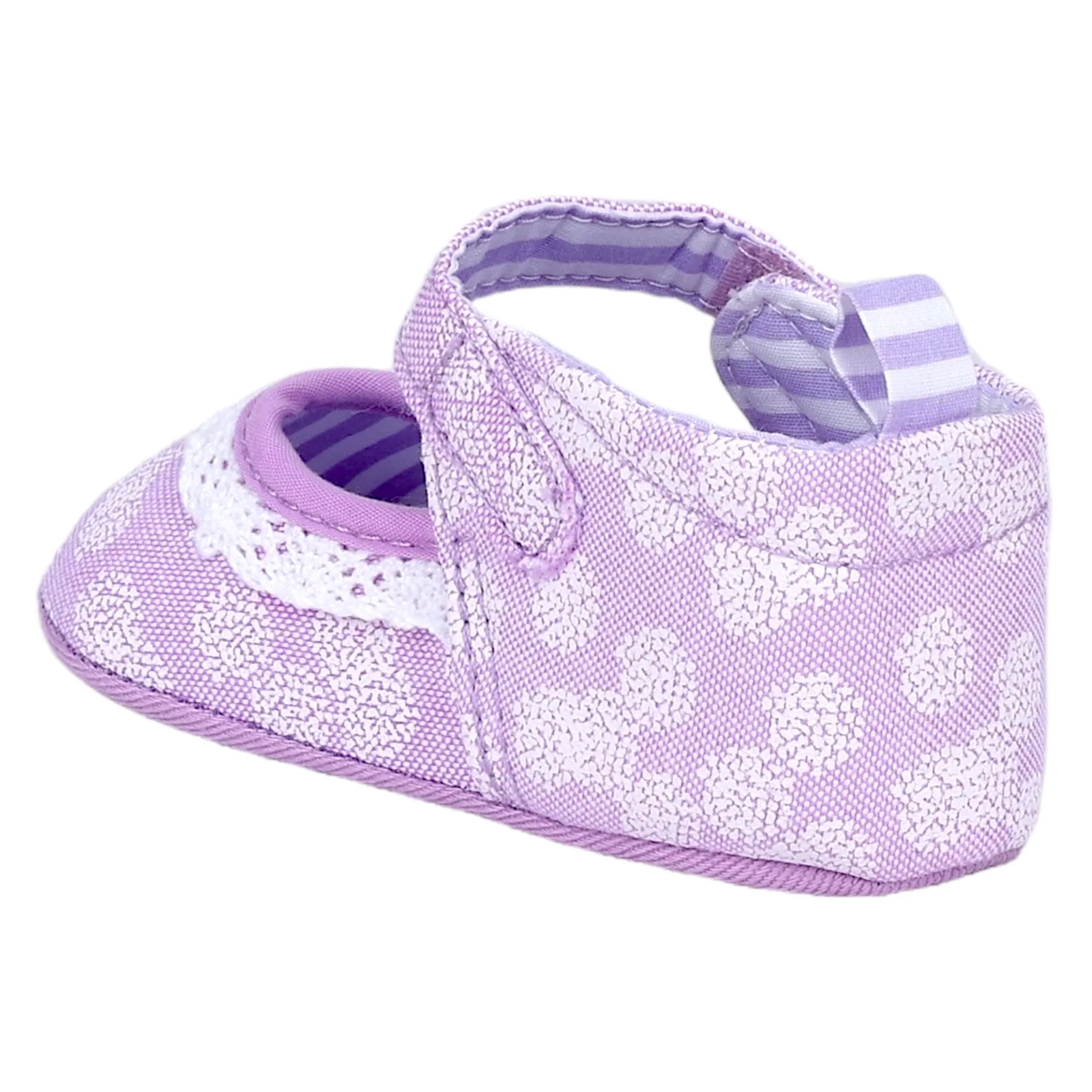 Baby Moo Textured Velcro Strap Anti-Skid Ballerina Booties - Purple