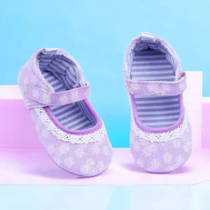 Baby Moo Textured Velcro Strap Anti-Skid Ballerina Booties - Purple