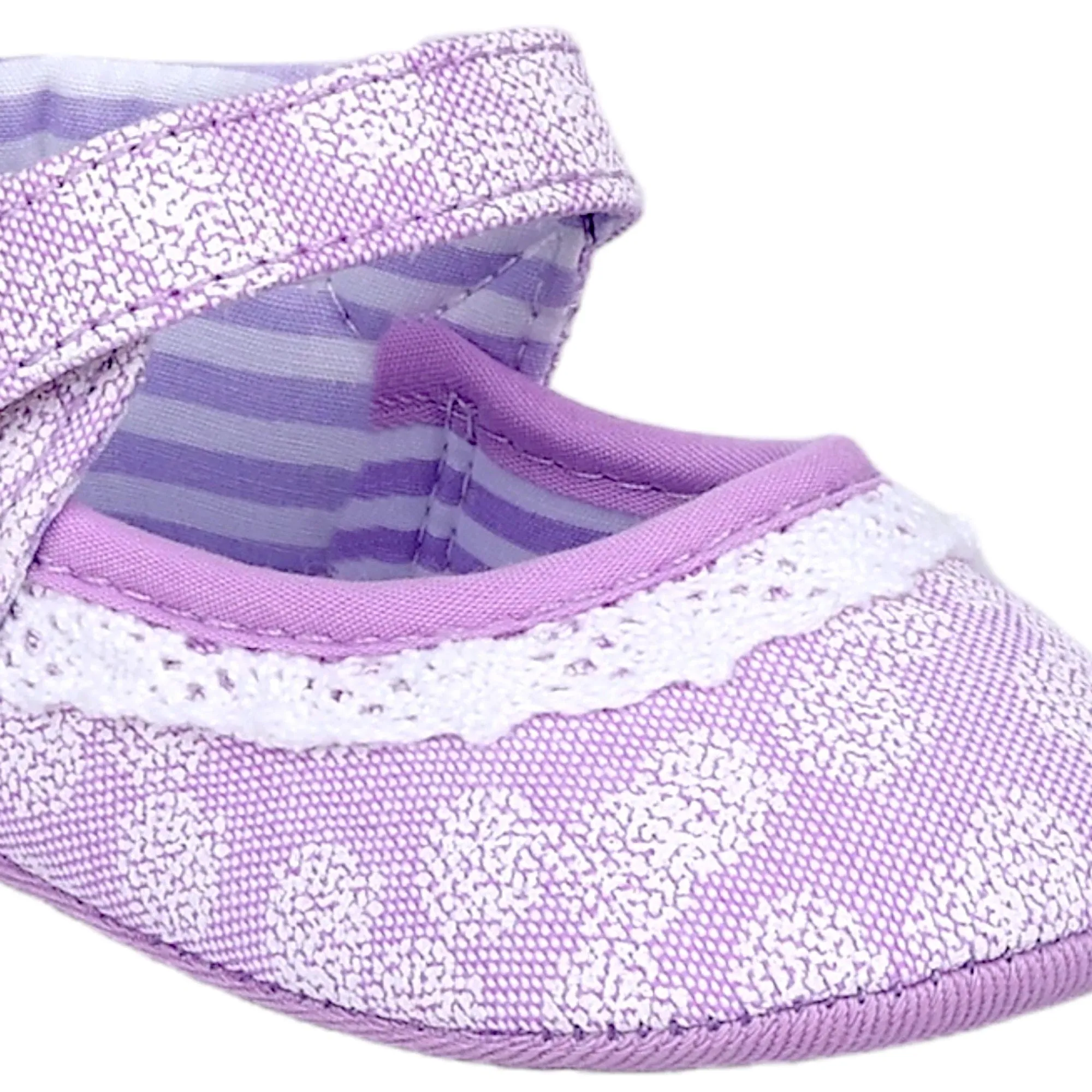 Baby Moo Textured Velcro Strap Anti-Skid Ballerina Booties - Purple