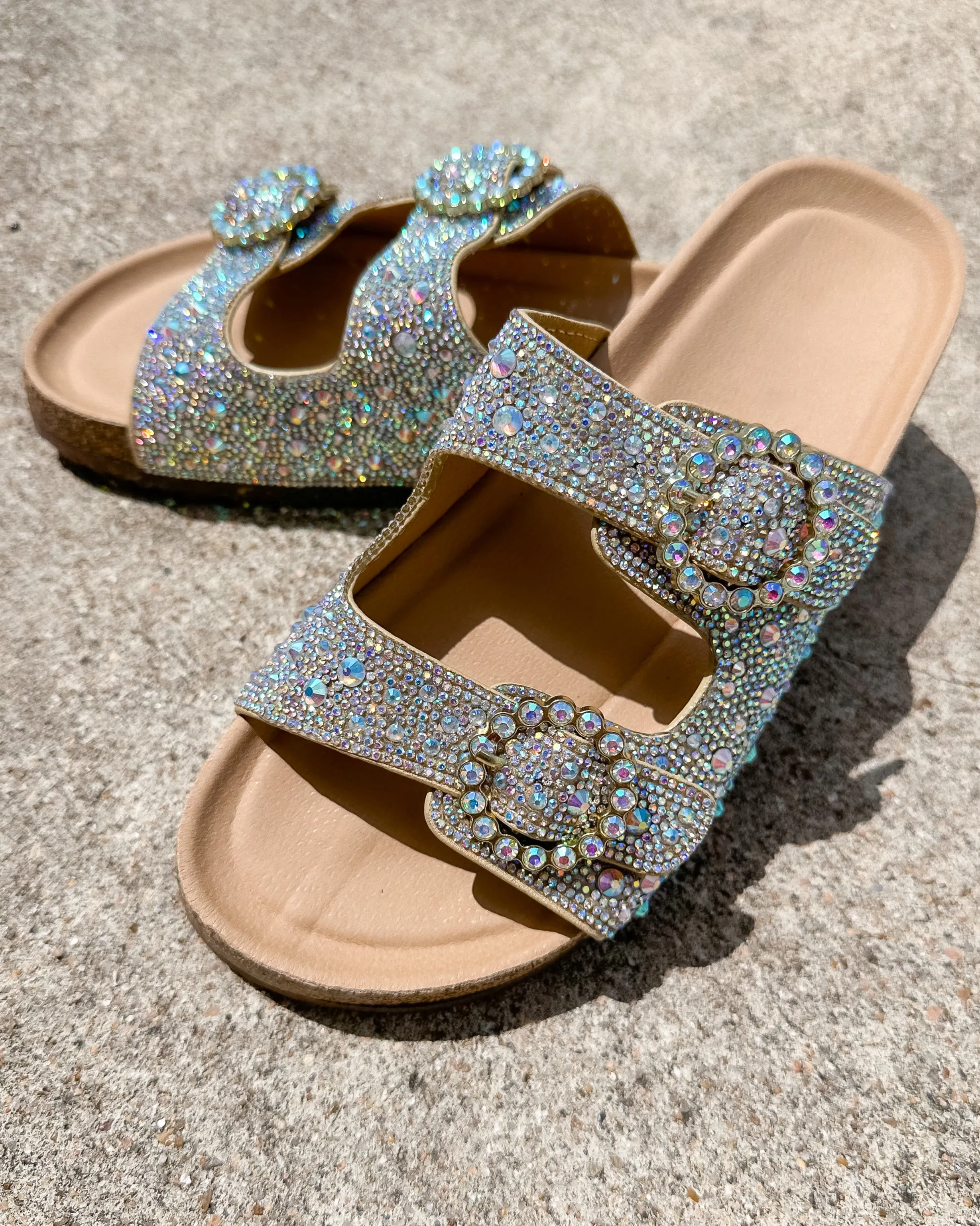 Berkley Rhinestone Sandals - Champagne