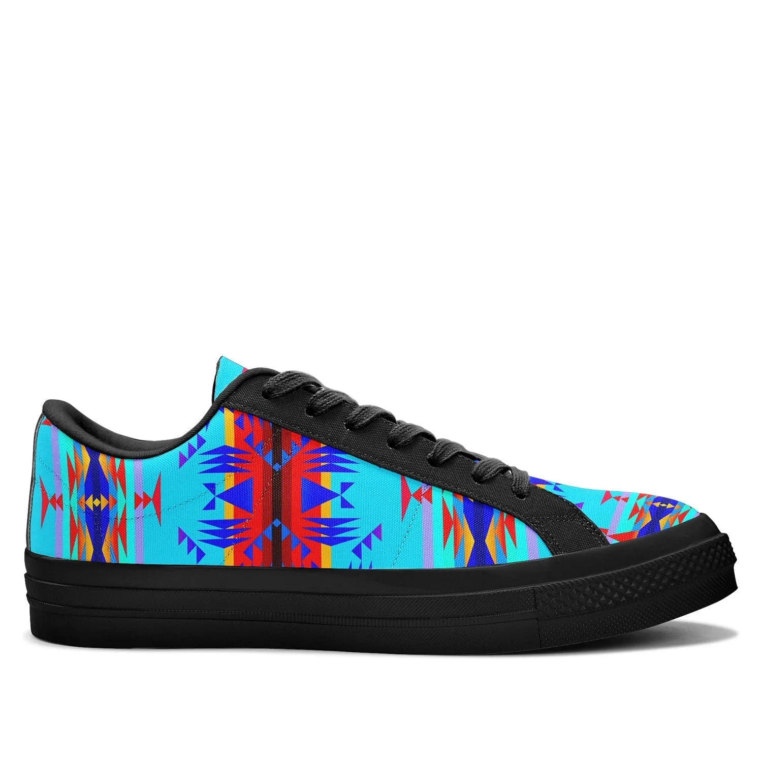 Between the Mountains Blue Aapisi Low Top Canvas Shoes Black Sole