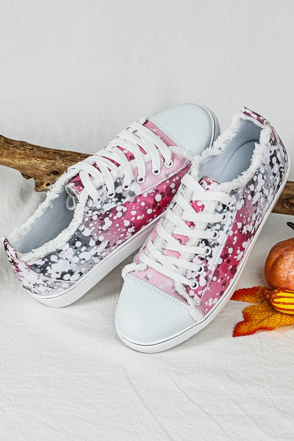 Bleached Spots Canvas Sneakers Low Top Casual Walking Shoes