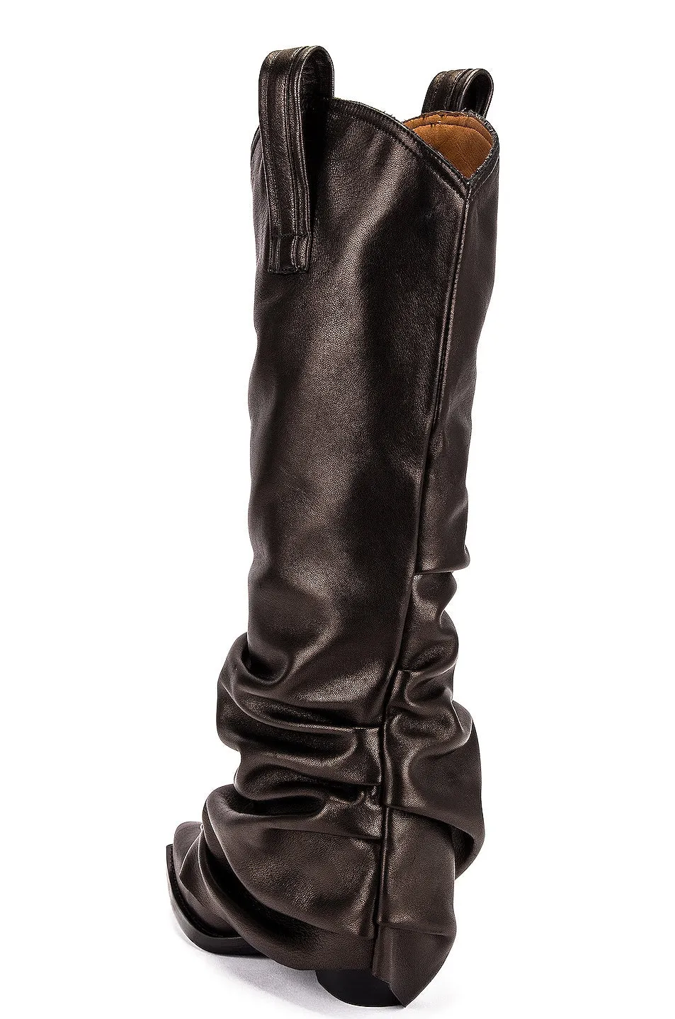 Boots R13 Mid Cowboy With Sleeve, Black Leather