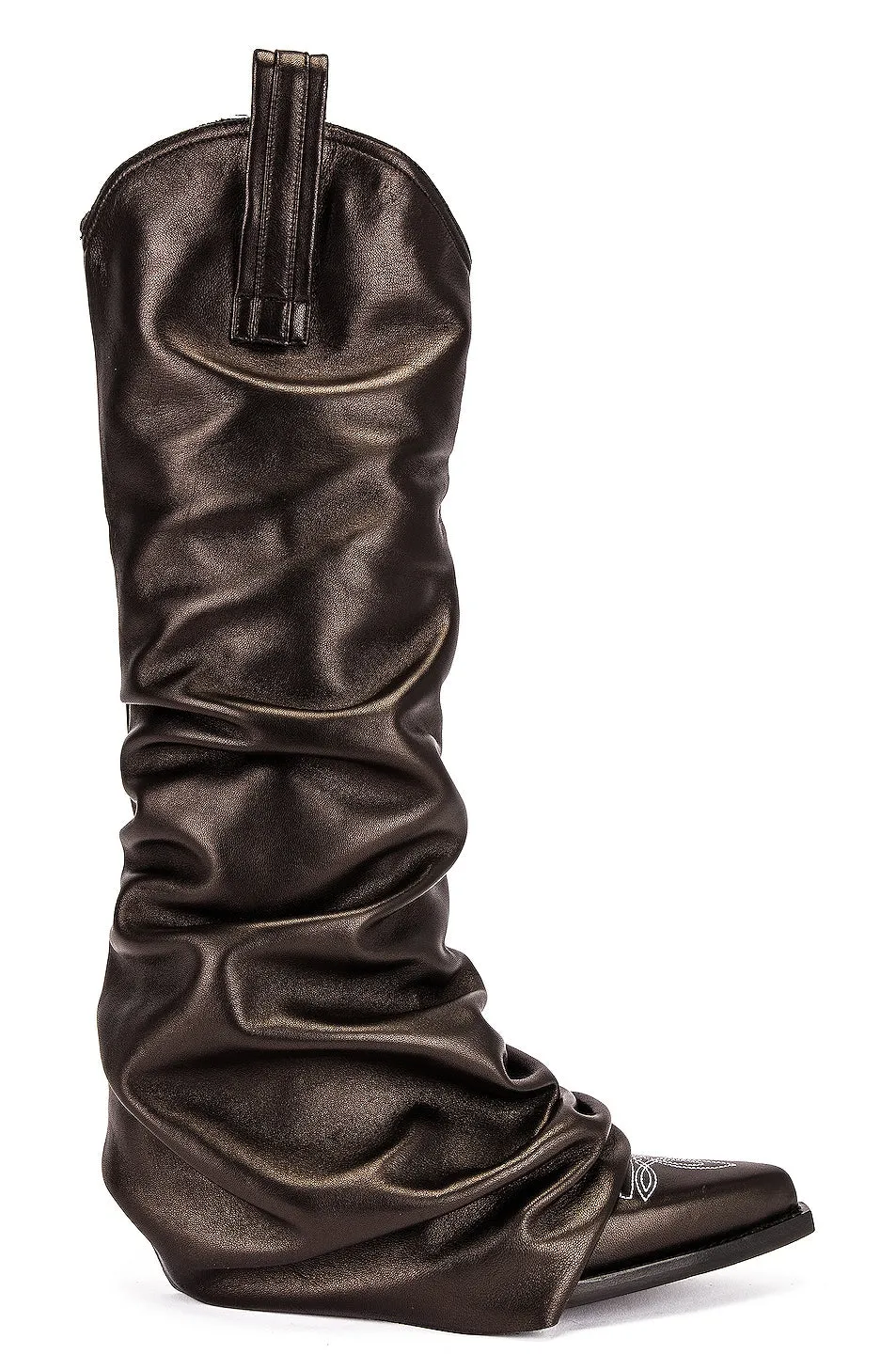 Boots R13 Mid Cowboy With Sleeve, Black Leather