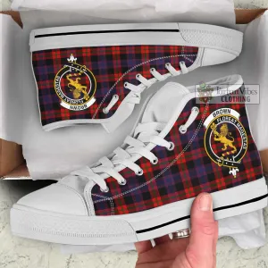 Brown (Broun) Tartan High Top Shoes with Family Crest