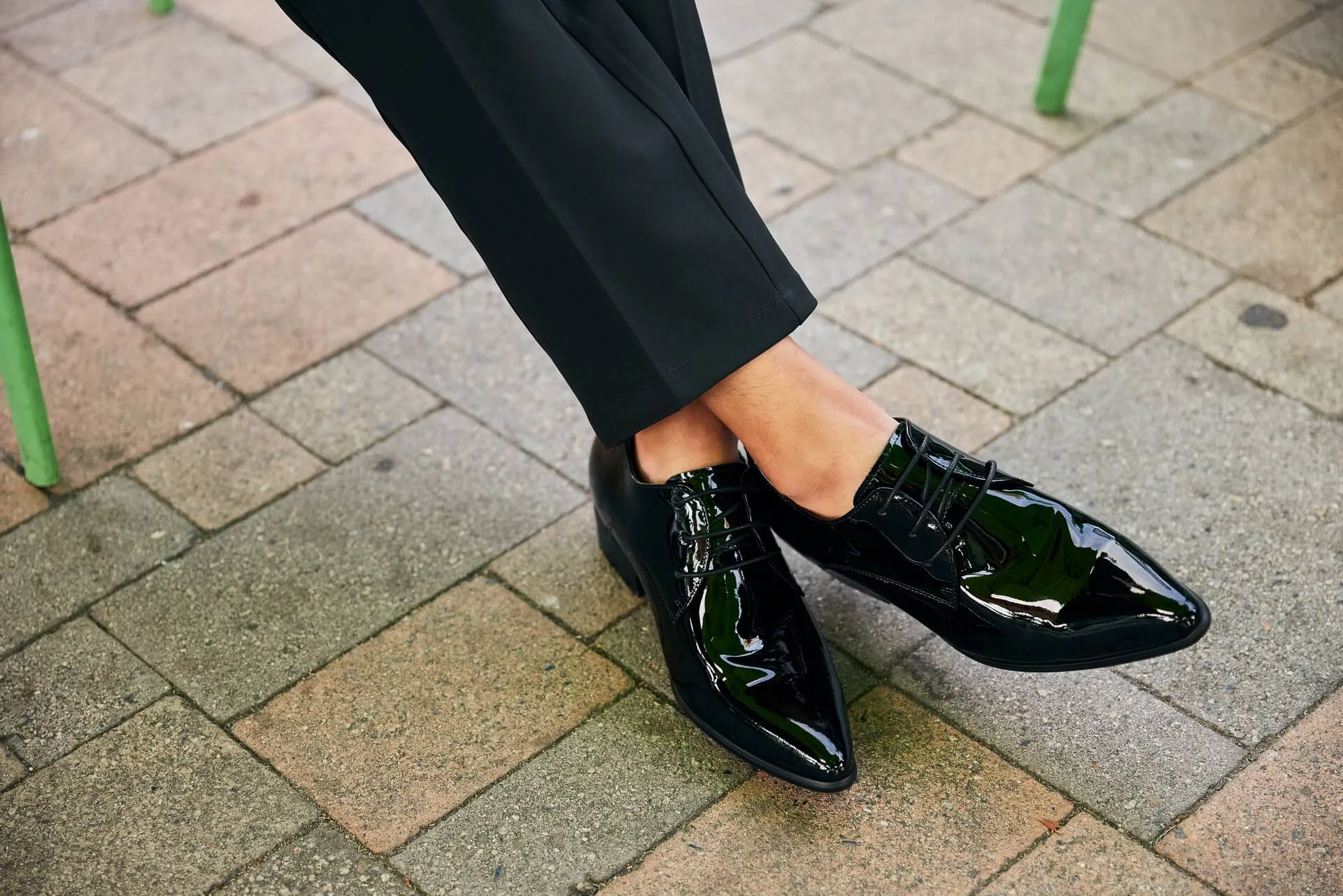 CALTO - K2726 - 2.8 Inches Taller (Jet Black) - Patent Leather Sharp Toe Dress Derbies - Lightweight