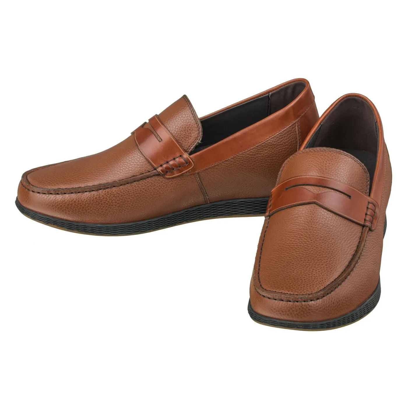 CALTO Lightweight Brown Penny Loafers - 2.4 Inches - S1092