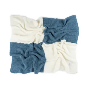 Chunky Knit Color Block Blanket ~ Blue