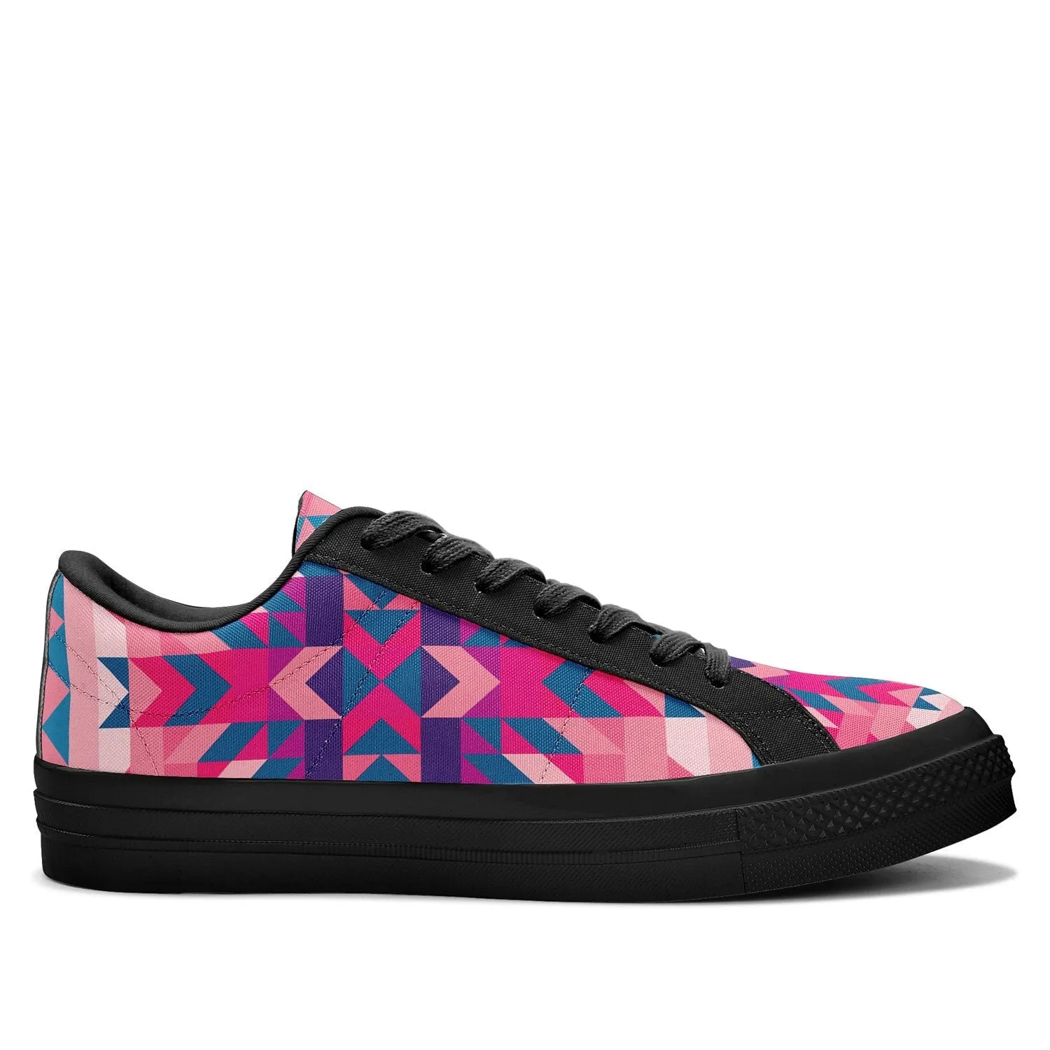 Desert Geo Blue Aapisi Low Top Canvas Shoes Black Sole