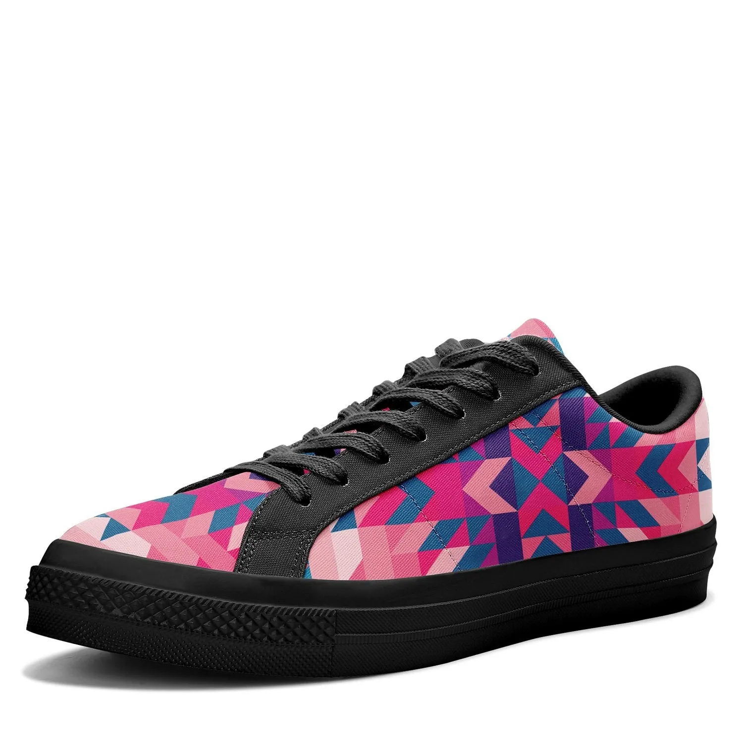 Desert Geo Blue Aapisi Low Top Canvas Shoes Black Sole