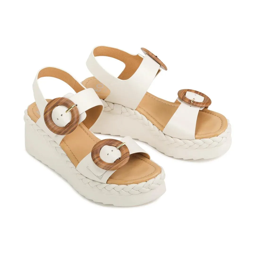 EOS Menorca Platform Sandal in Bone Leather