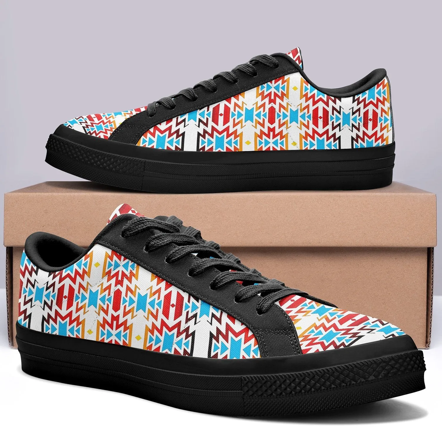 Fire Colors and Sky Aapisi Low Top Canvas Shoes Black Sole