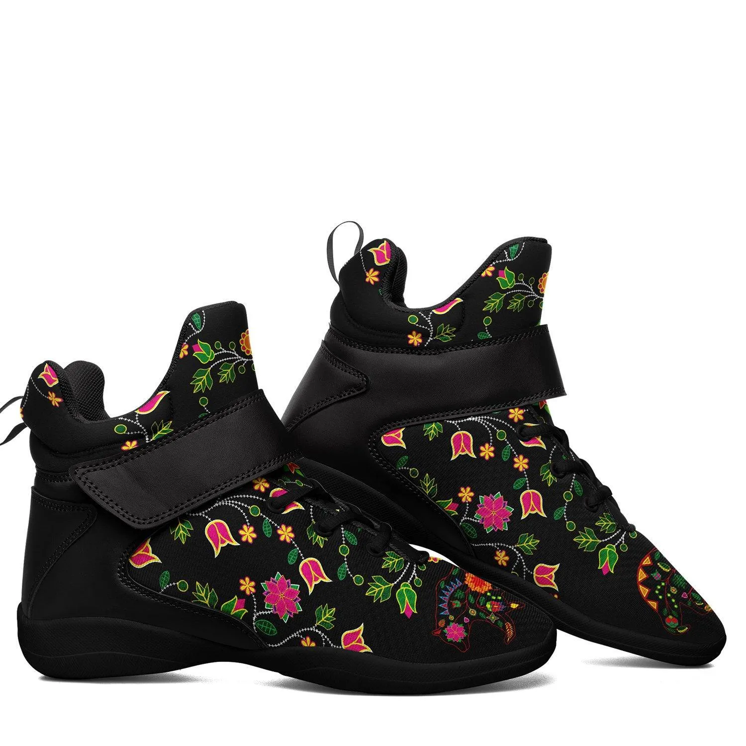 Floral Bear Ipottaa Basketball / Sport High Top Shoes - Black Sole