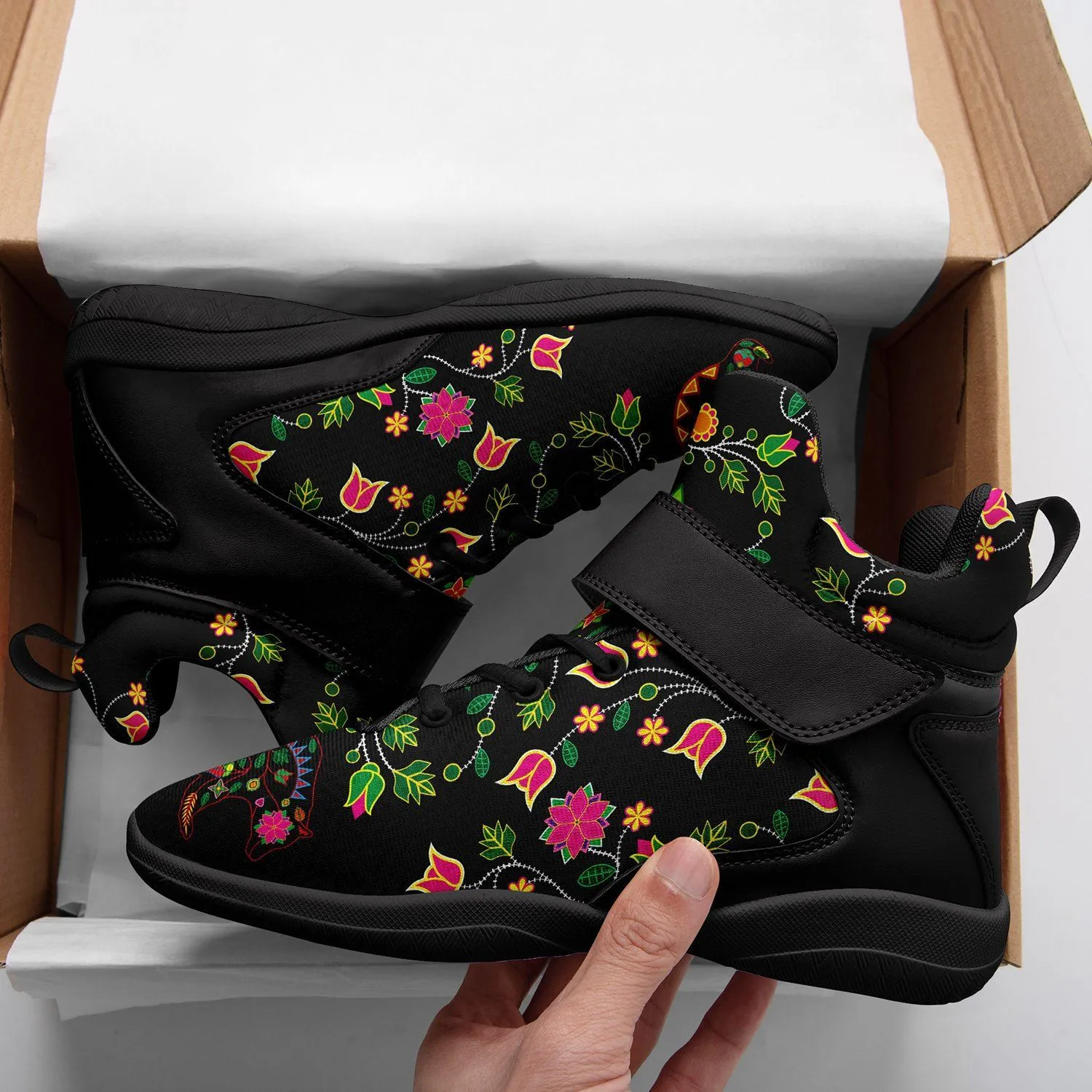 Floral Bear Ipottaa Basketball / Sport High Top Shoes - Black Sole