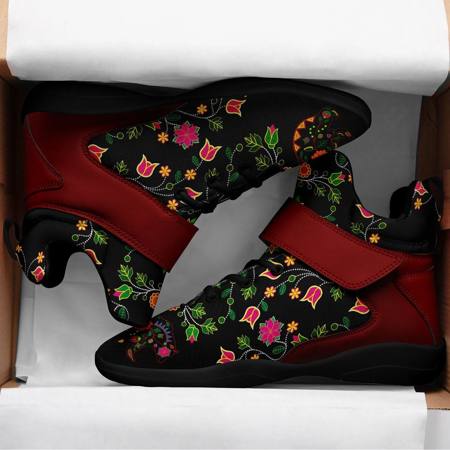 Floral Bear Ipottaa Basketball / Sport High Top Shoes - Black Sole