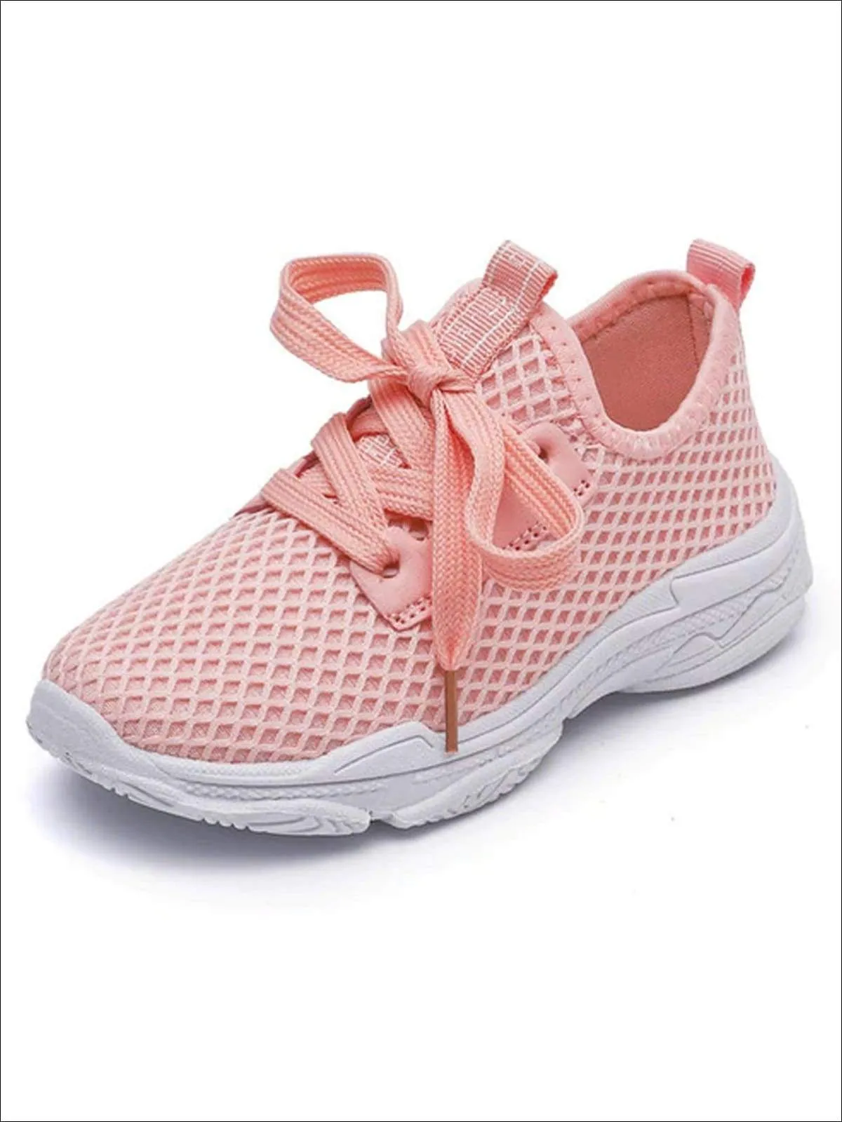 Girls Breathable Mesh Lace Up Sneakers By Liv and Mia