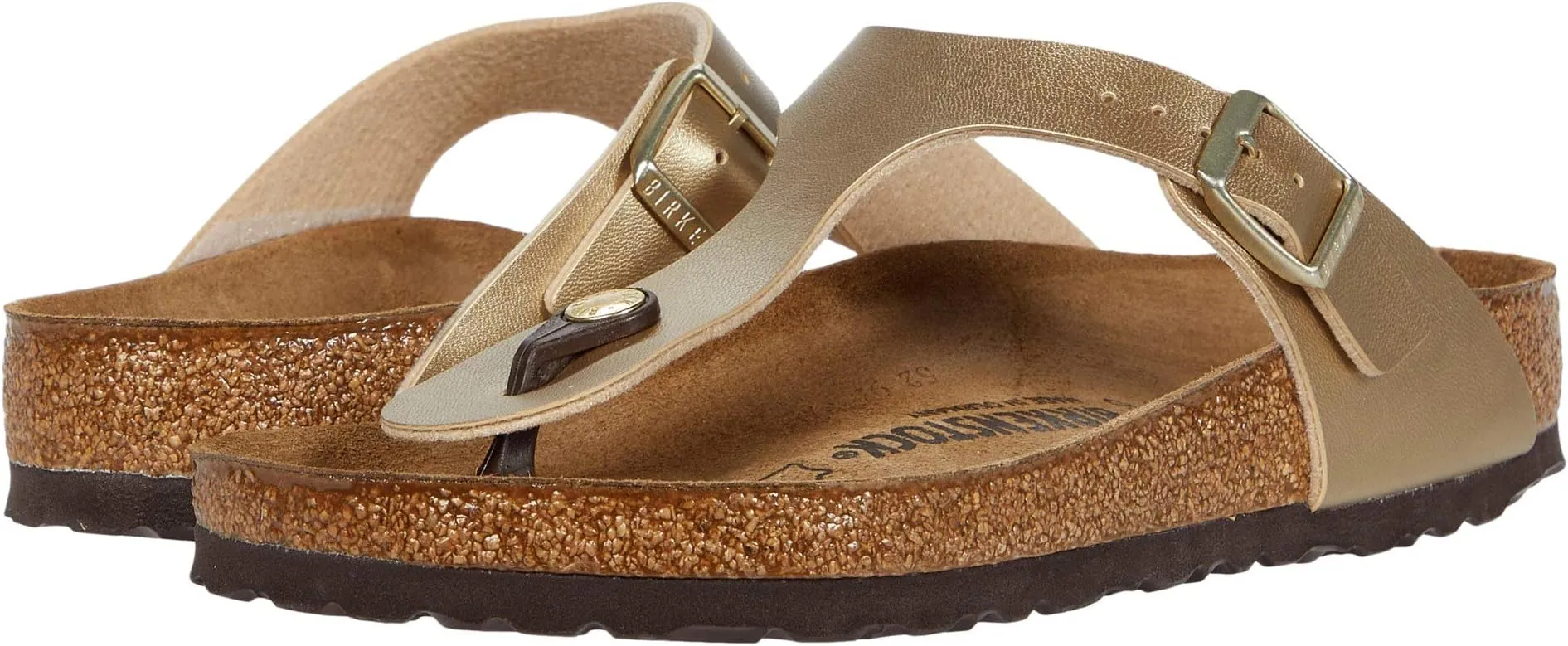 Gizeh slides - Birko-Flor & Birkibuc Birkenstock, Gold Birko-Flor