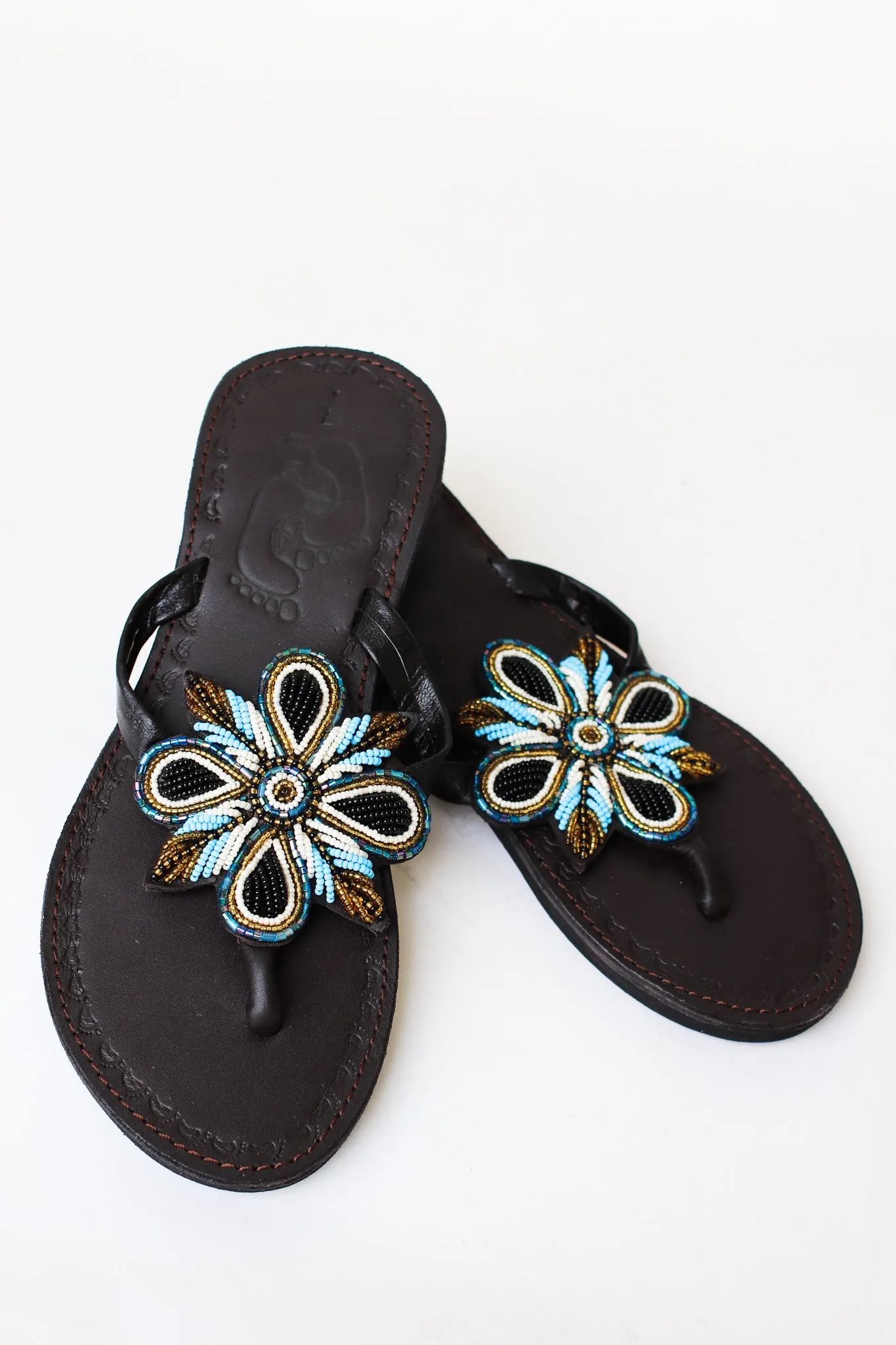 Hand Beaded Flip Flops, Starlight