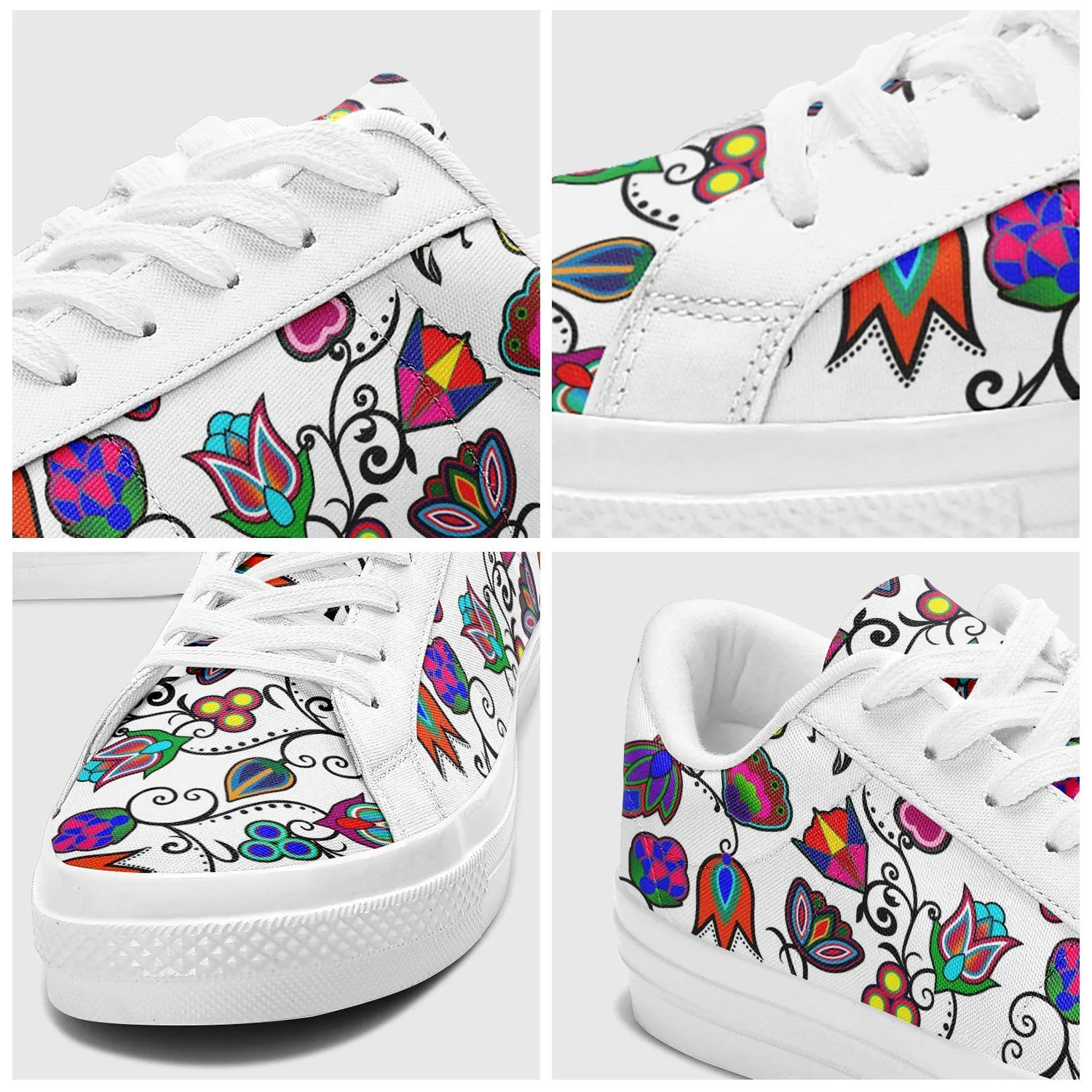 Indigenous Paisley White Aapisi Low Top Canvas Shoes White Sole