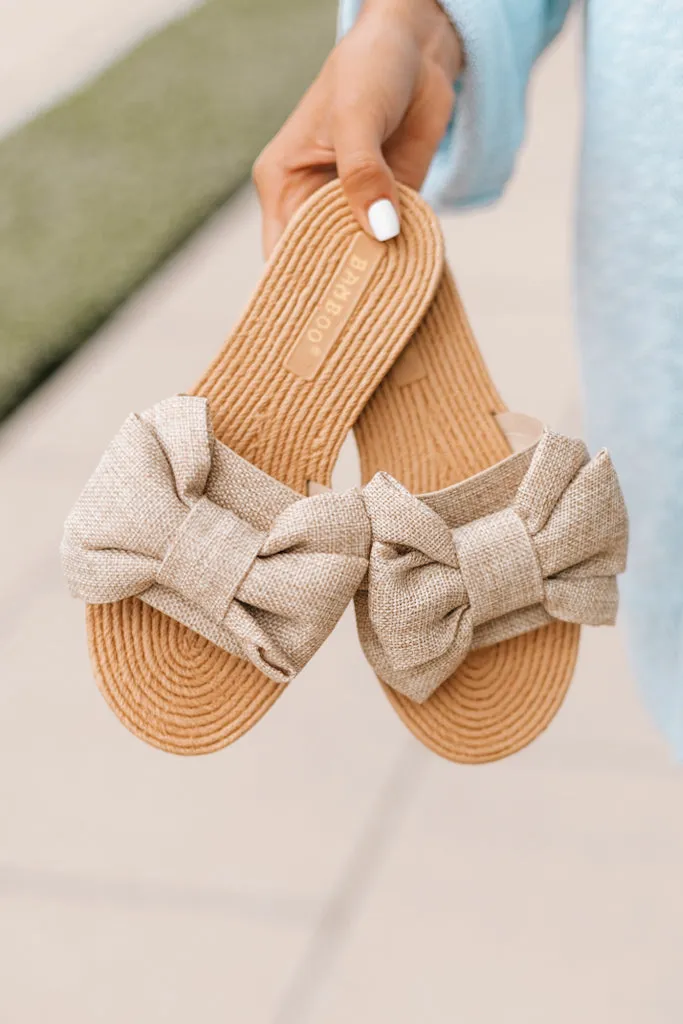 Linen Bow Slide Sandals (SALE)