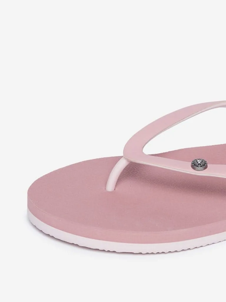 Luna Blu Pink Self-Textured Flip-Flops