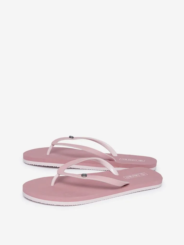 Luna Blu Pink Self-Textured Flip-Flops