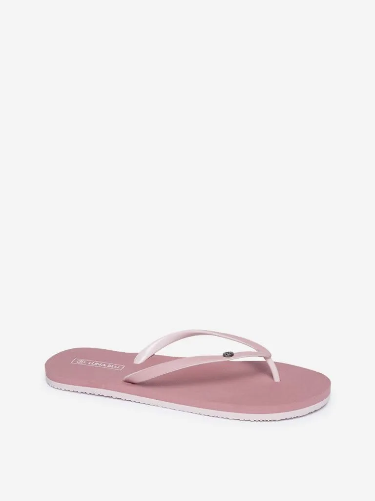 Luna Blu Pink Self-Textured Flip-Flops