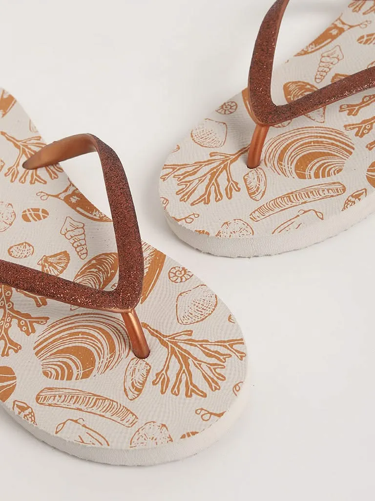 LUNA BLU Tan Printed Flip-Flop