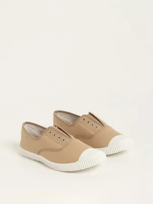 LUNA BLU Taupe Solid Canvas Shoes