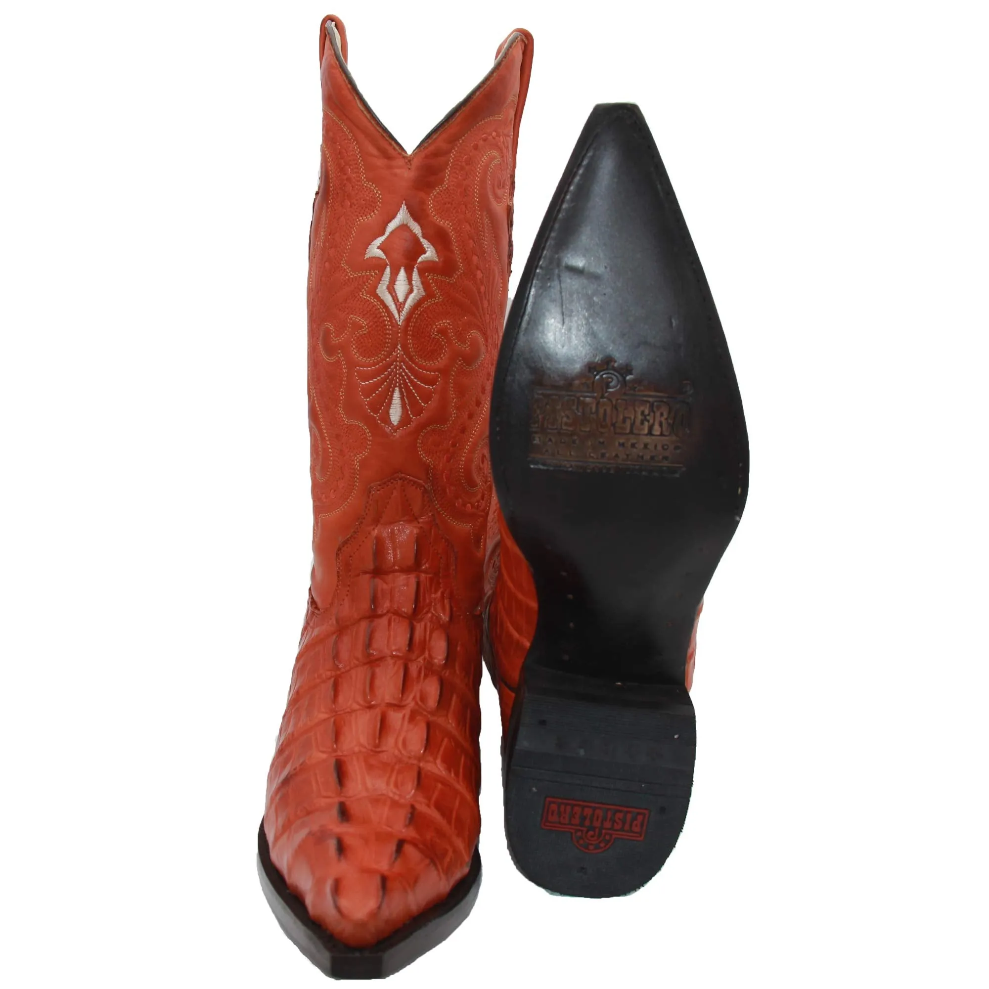 Mens Snip Toe Crocodile Alligator Print Cowboy Western Boot