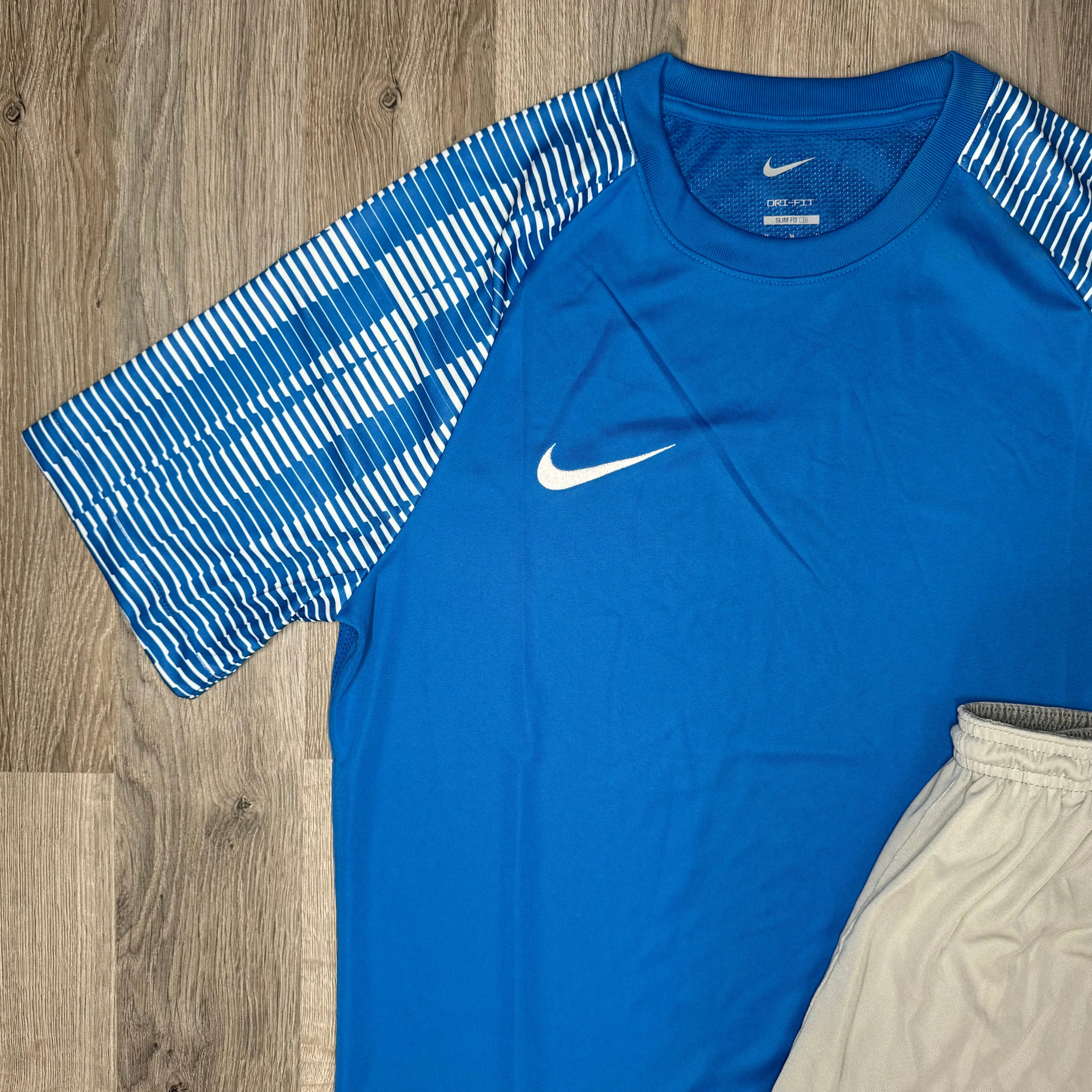 Nike Dri Fit Academy Set - Tee & Shorts - Blue / Grey (Junior)