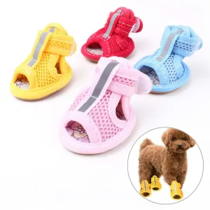 Non-slip Summer Dog Shoes Breathable Sandals for Small Dogs Pet 4PCS Paw protector stylish shoe for dogs