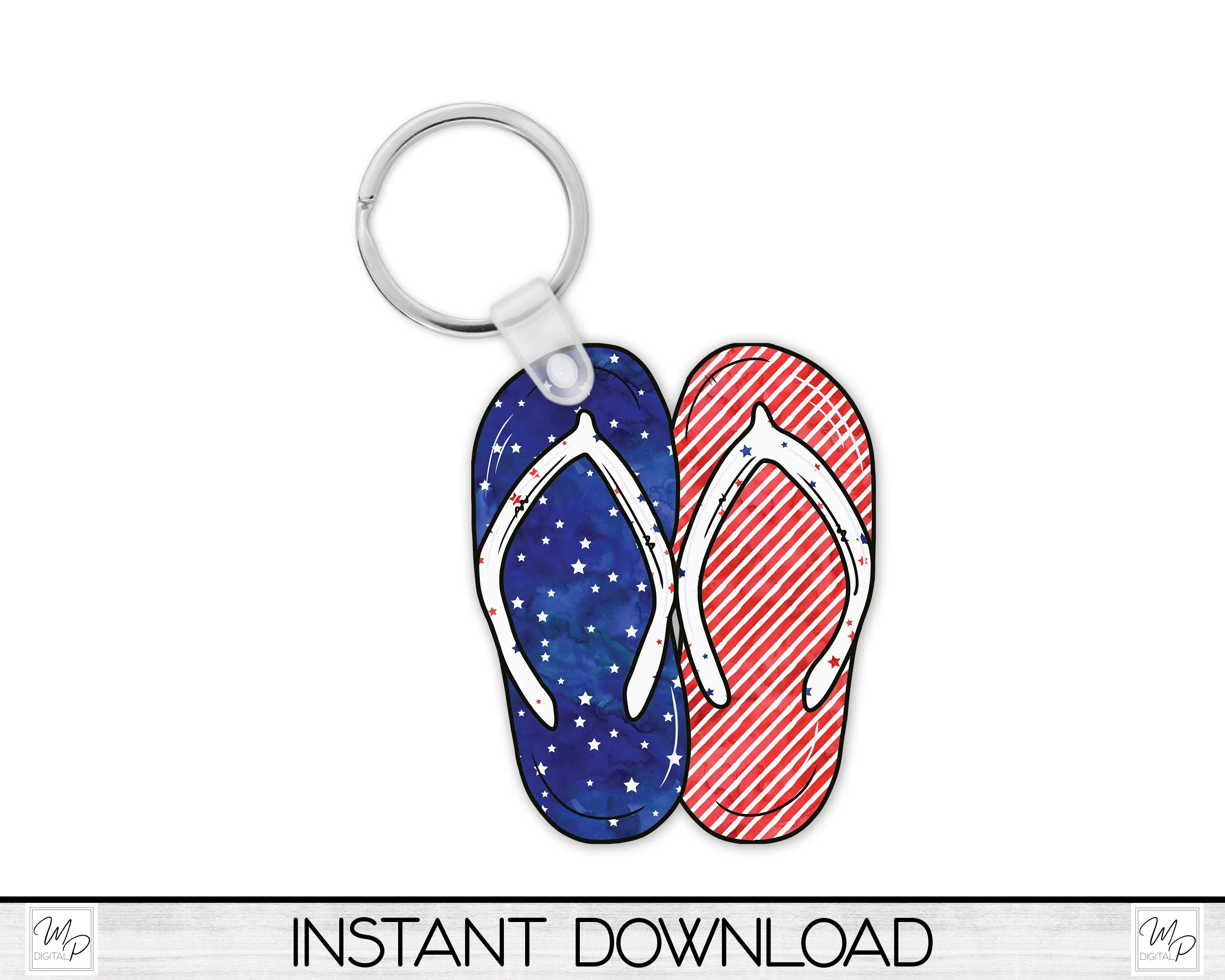 Patriotic Double Flip Flop PNG Design for Sublimation of Signs, Keychains, Digital Download