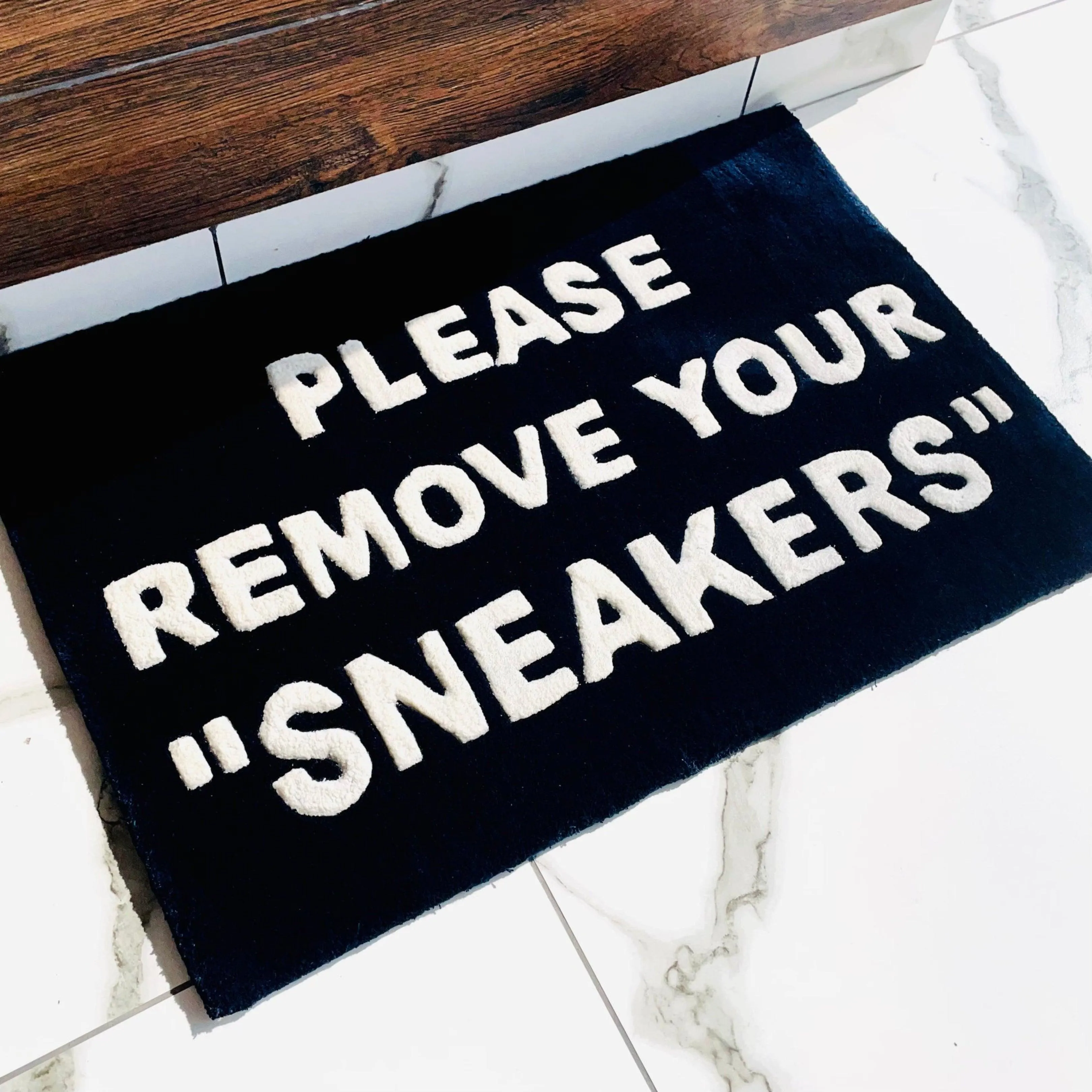 'Please Rempve Your Sneaker' Tufted Rug