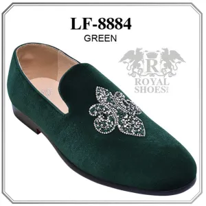 Royal Shoes Green Emblem  Velvet Shoe 8884