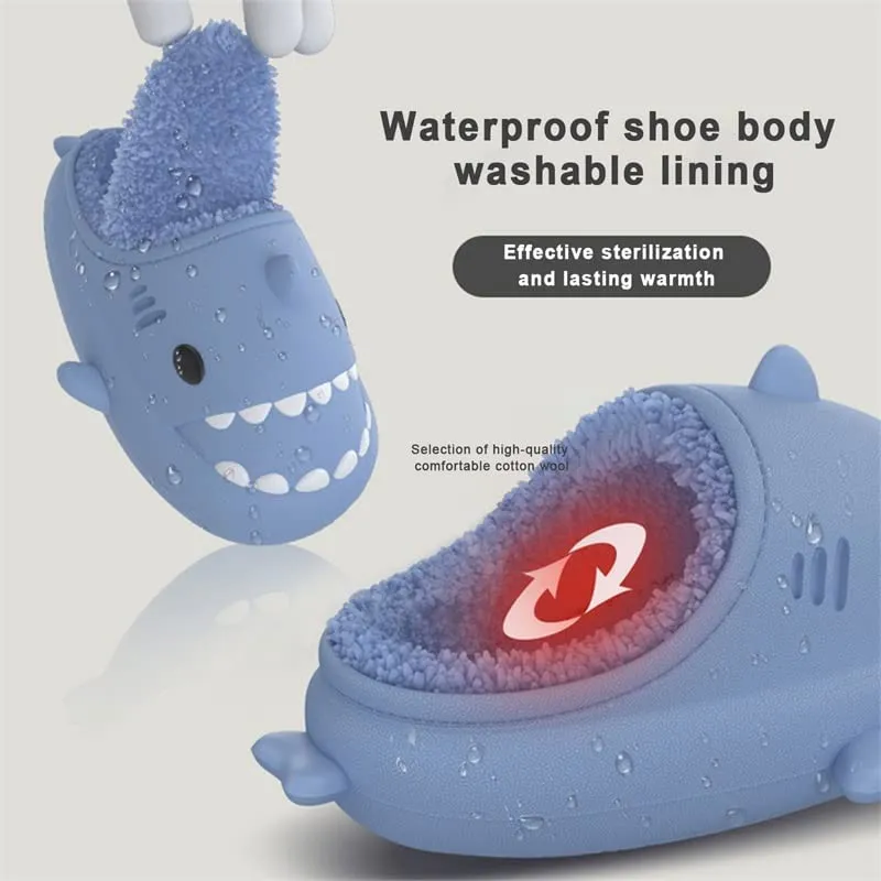 SHARKY'Z™️ - Adults Kids Winter Fuzzy Shark Slippers