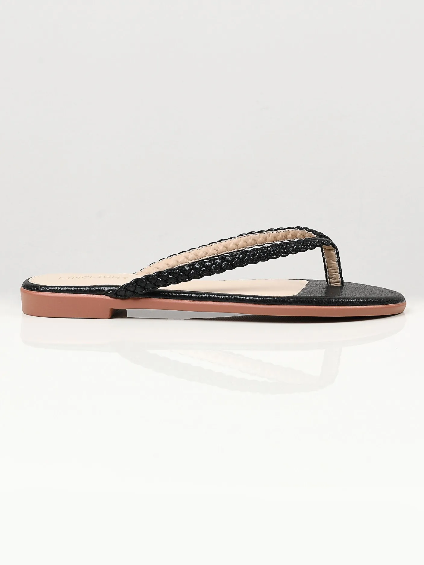 Shimmer Braided Flip Flops - Black