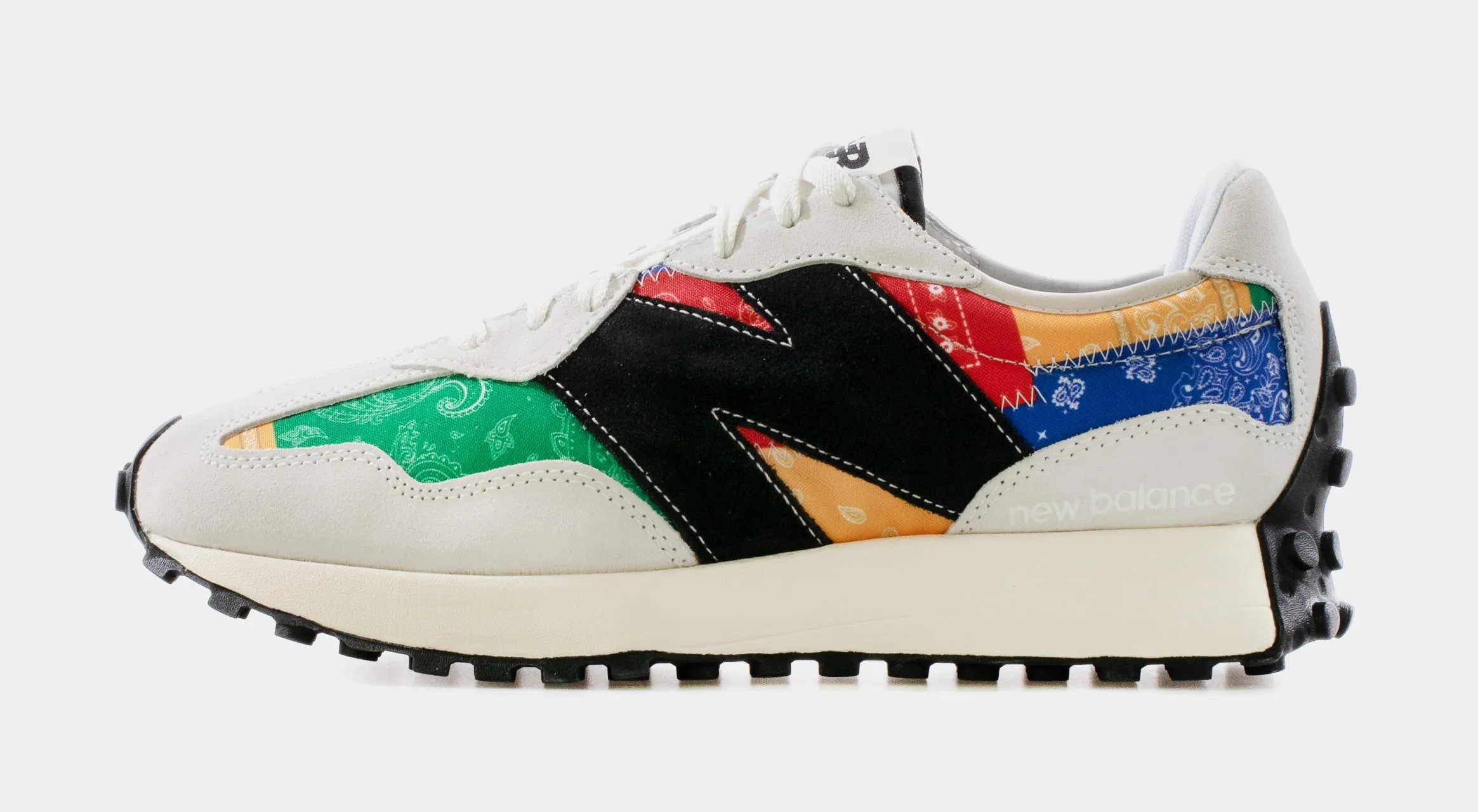 Shoe Palace x New Balance 327 Unity Patchwork Bandana Mens Lifestyle Shoe (White/Green/Red/Multi)