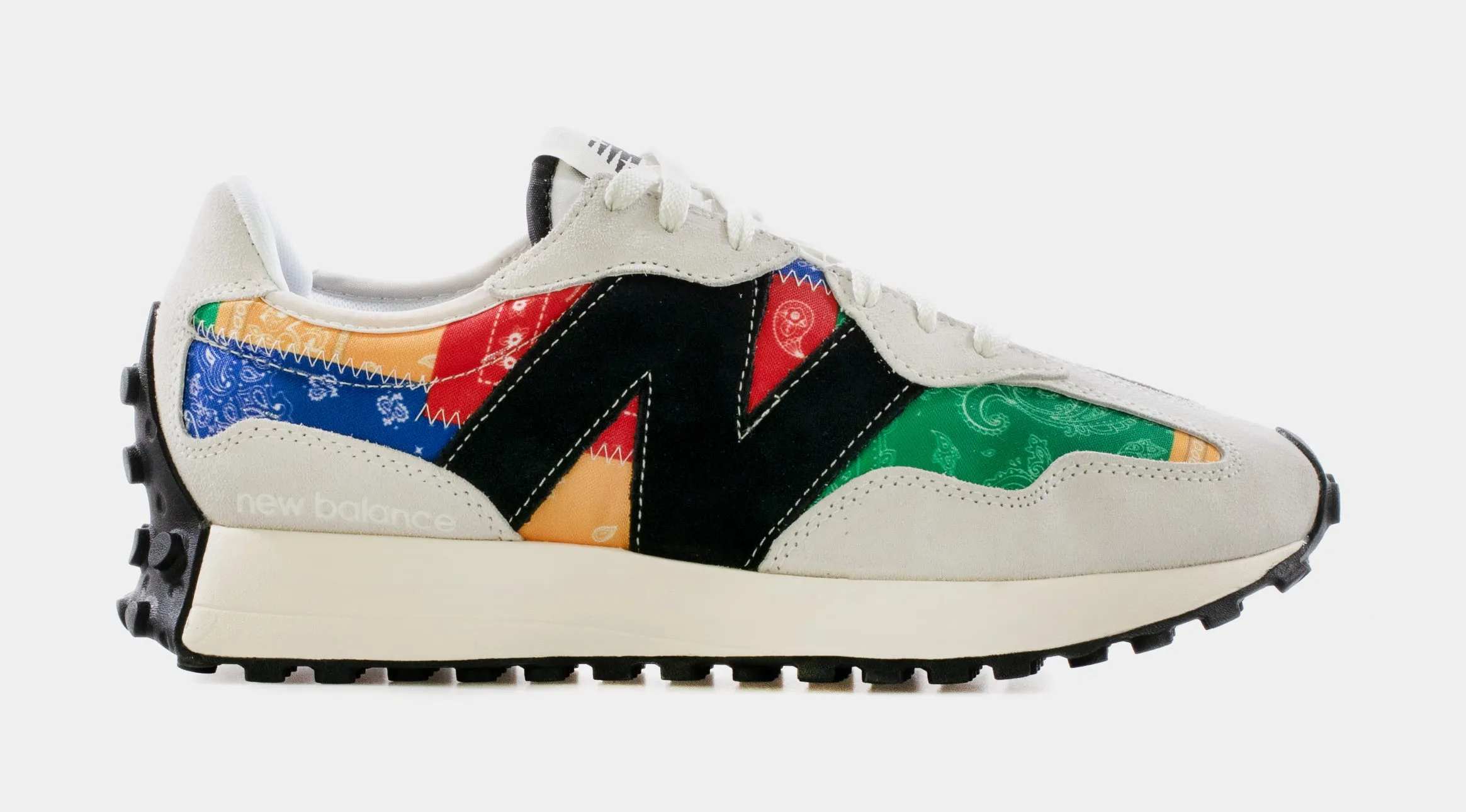 Shoe Palace x New Balance 327 Unity Patchwork Bandana Mens Lifestyle Shoe (White/Green/Red/Multi)