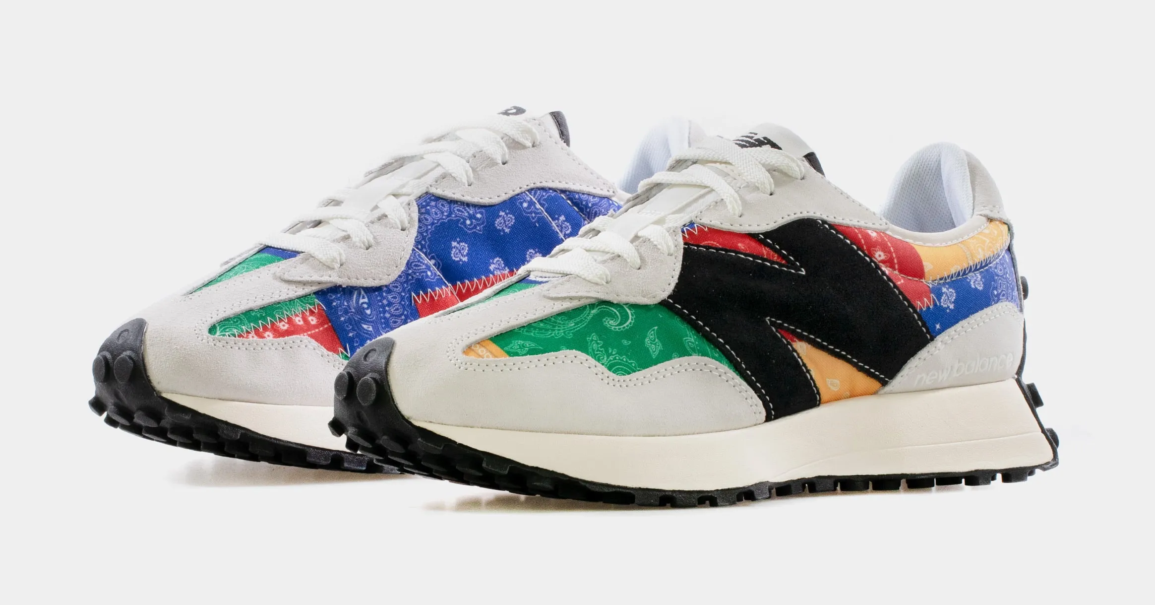 Shoe Palace x New Balance 327 Unity Patchwork Bandana Mens Lifestyle Shoe (White/Green/Red/Multi)