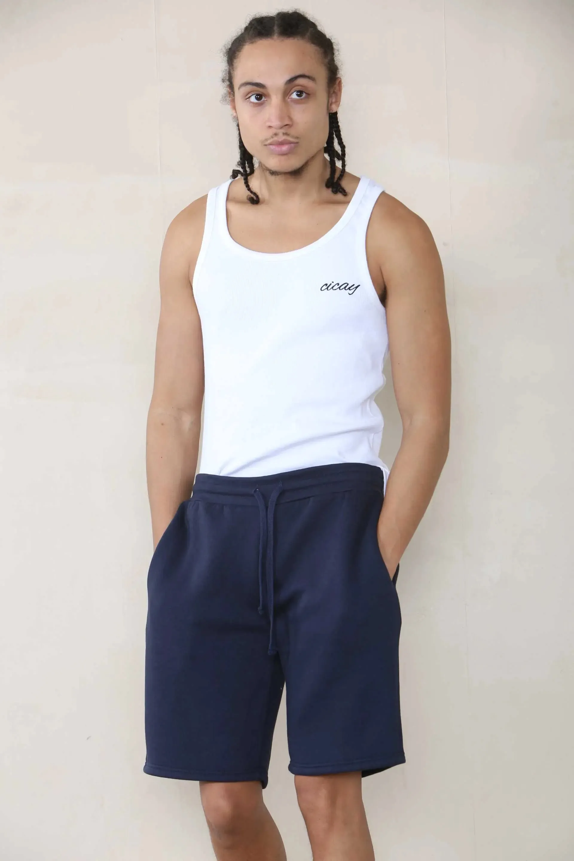 Slim Mid Length Jersey Short - Navy