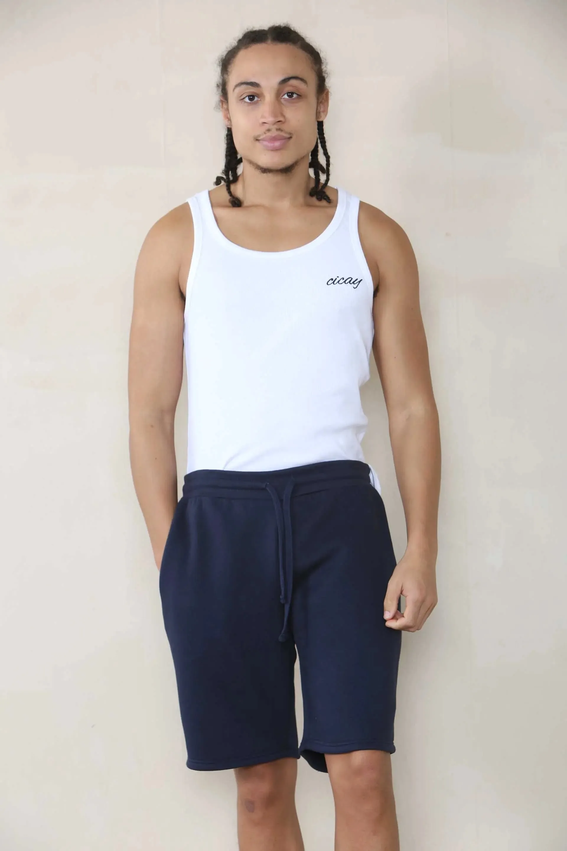 Slim Mid Length Jersey Short - Navy