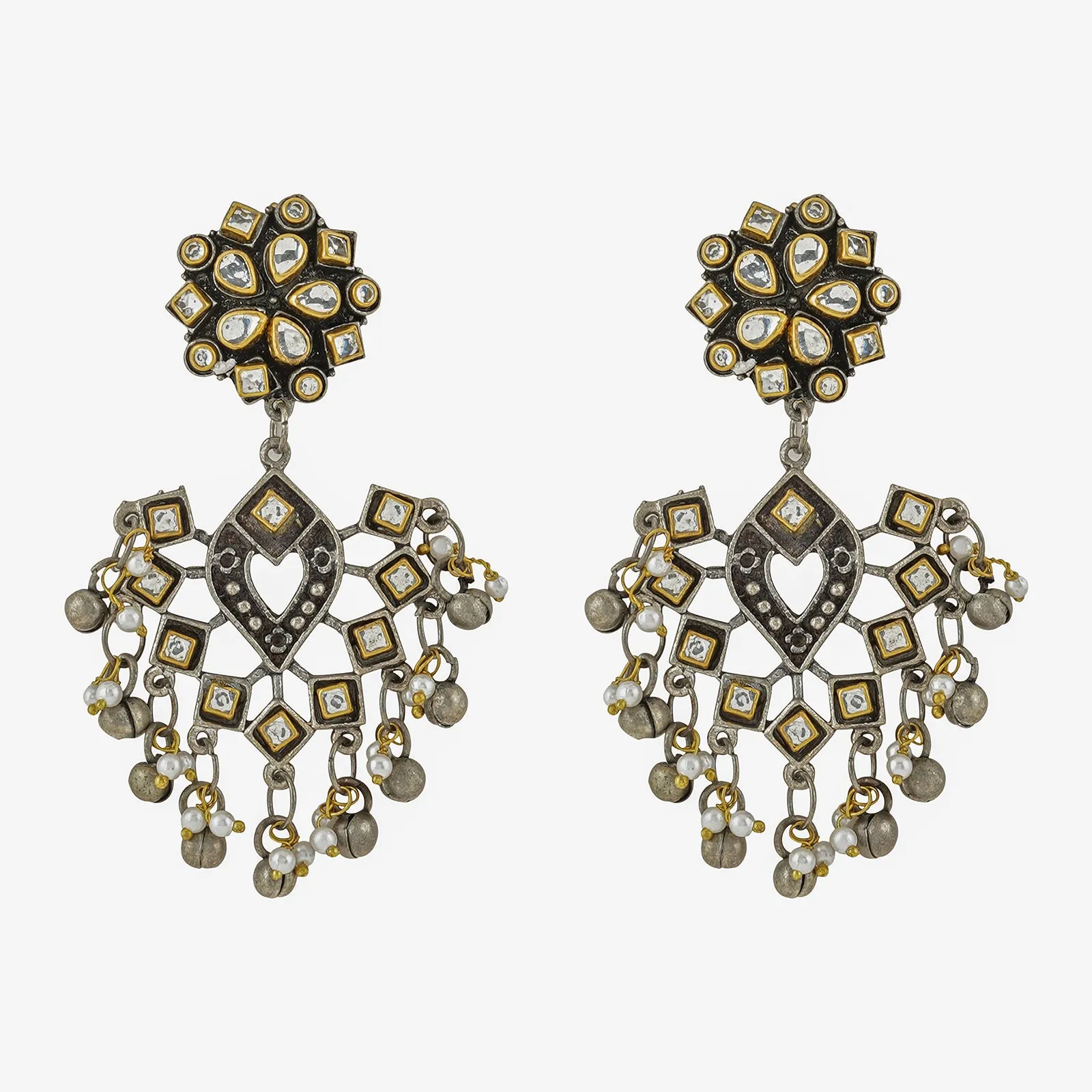 Teejh Anshika Gold and Silver Oxidised Earring