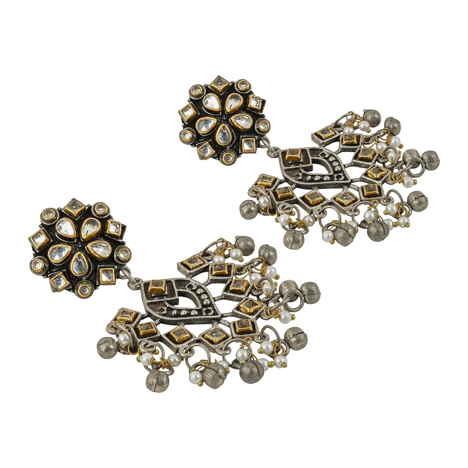 Teejh Anshika Gold and Silver Oxidised Earring