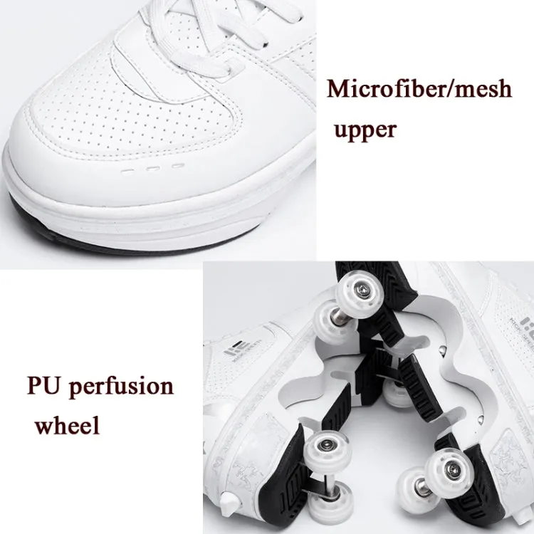 Two-Purpose Skating Shoes Deformation Shoes Double Row Rune Roller Skates Shoes, Size: 41(Low-top Without Light (White))