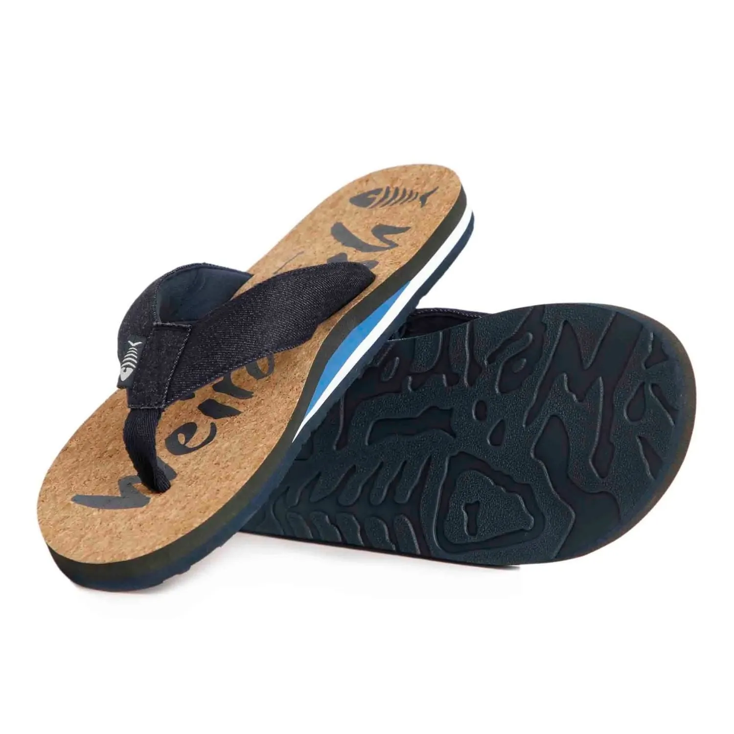 Weird Fish 10 Denim Corkham Cork Effect Men's Flip Flop